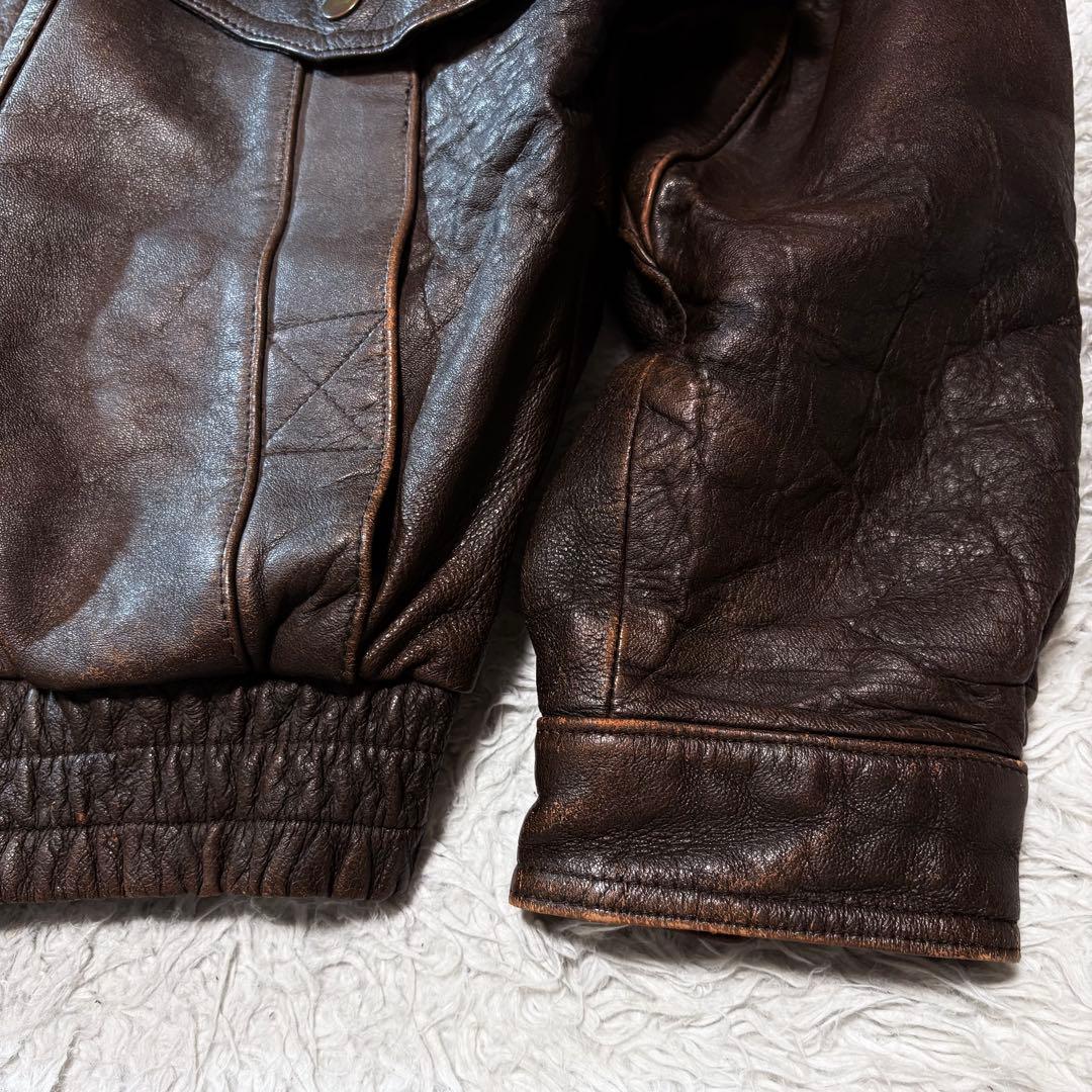 テイル ✨00s G1 レザーフライトジャケット ブラウン ボア襟 ライナ