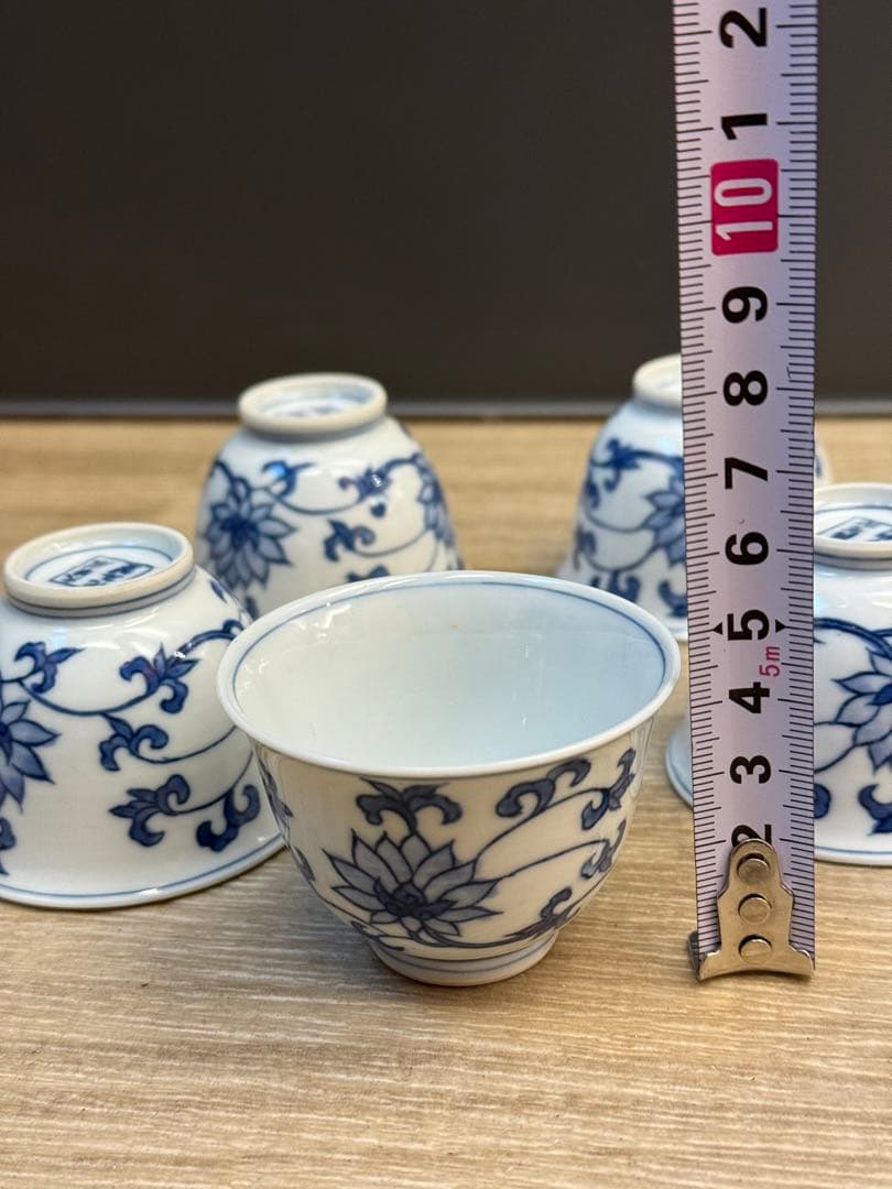 1517 中国骨董　大明成化年製銘　湯呑5客　古美術品　時代物