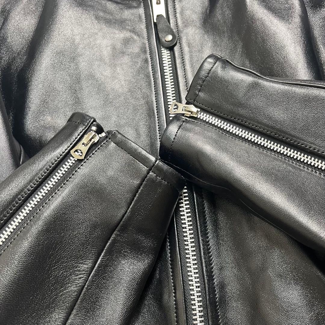 y*m様 XXL/極美品✨【米国製】schott シングルライダース 羊革 ブラ