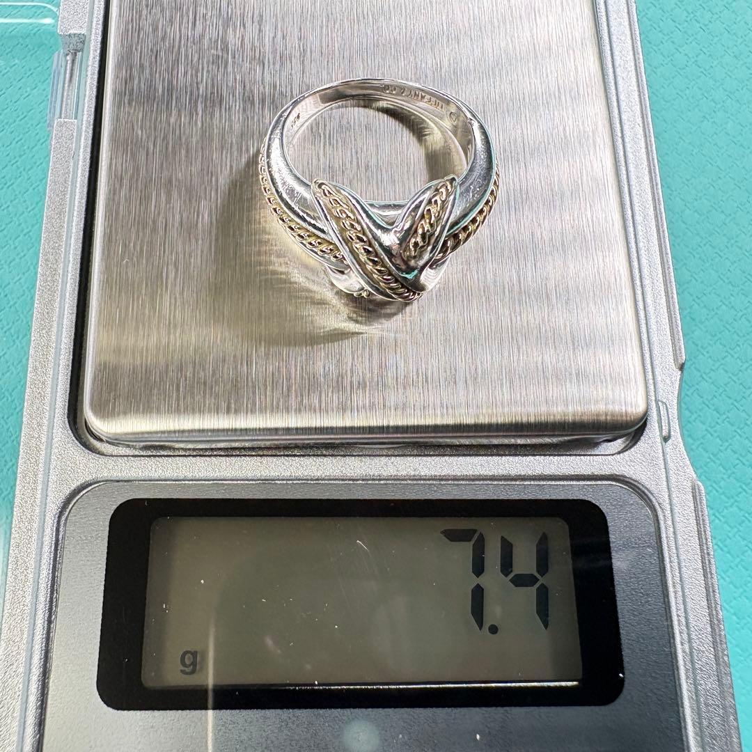 【美品】約11号 ティファニー シグネチャークロス Au750 SV925コンビ