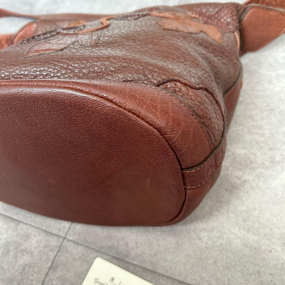 希少　IBIZA ペッカリー　パッチワーク　ショルダーバッグ　葉　本革