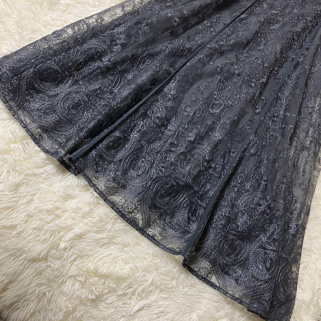 niana 刺繍 レース ロング カーデ キャミワンピ セットドレス 結婚式 M