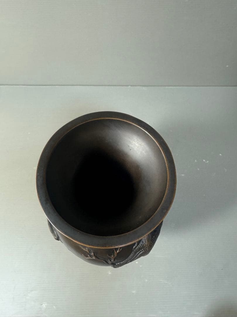 2647 古銅　エビス　花瓶　時代物