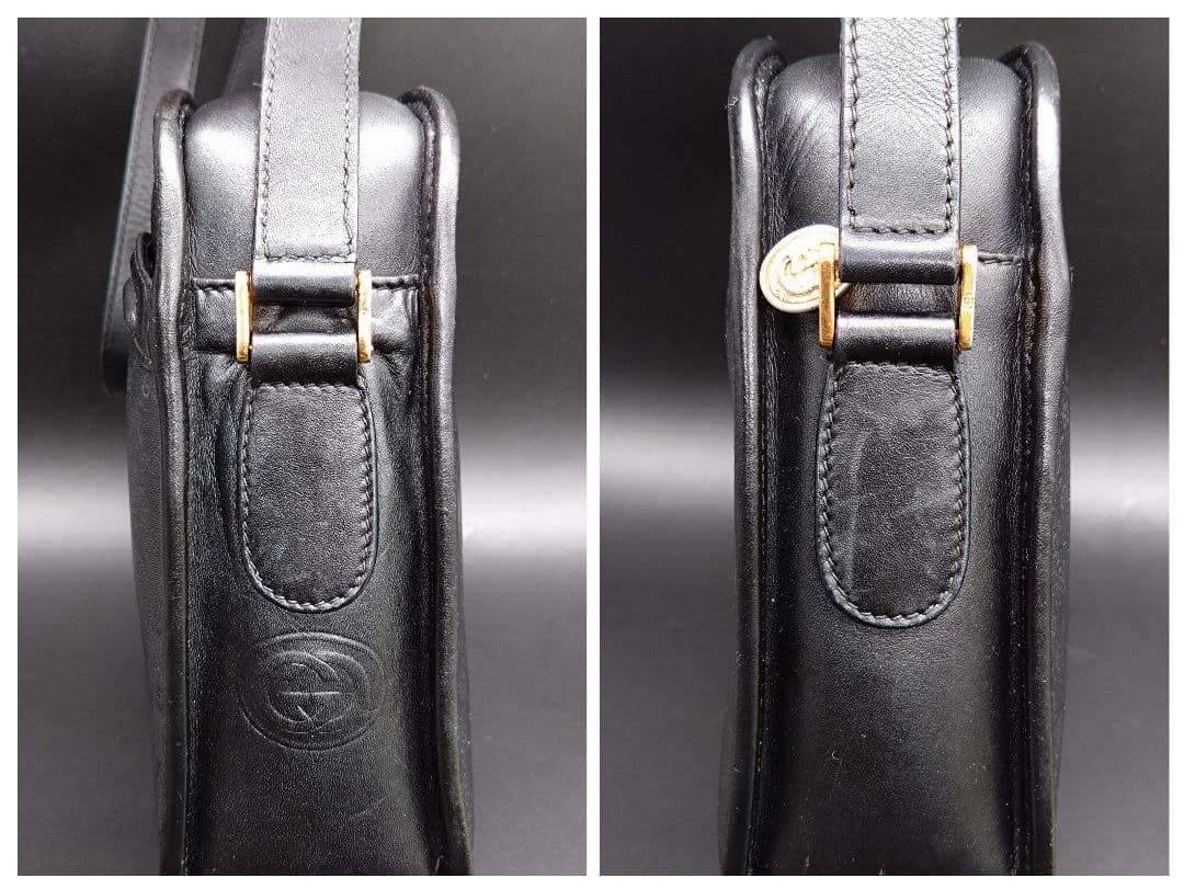 GUCCI ショルダーバッグ GG柄 クロスボディ バッグ 黒 オールドグッチ