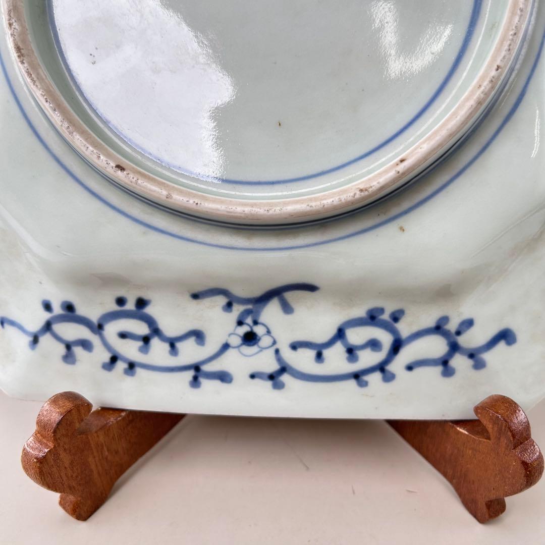 古伊万里 染付 山水文 八角大皿 飾り皿 和食器 骨董 アンティーク