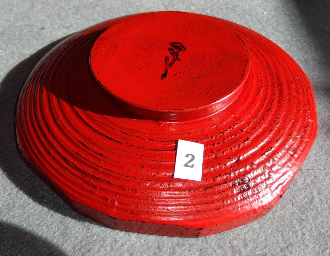 【ayun3出品】 越前漆器　山岸厚夫粗挽き根来塗茶托(多目的小皿)