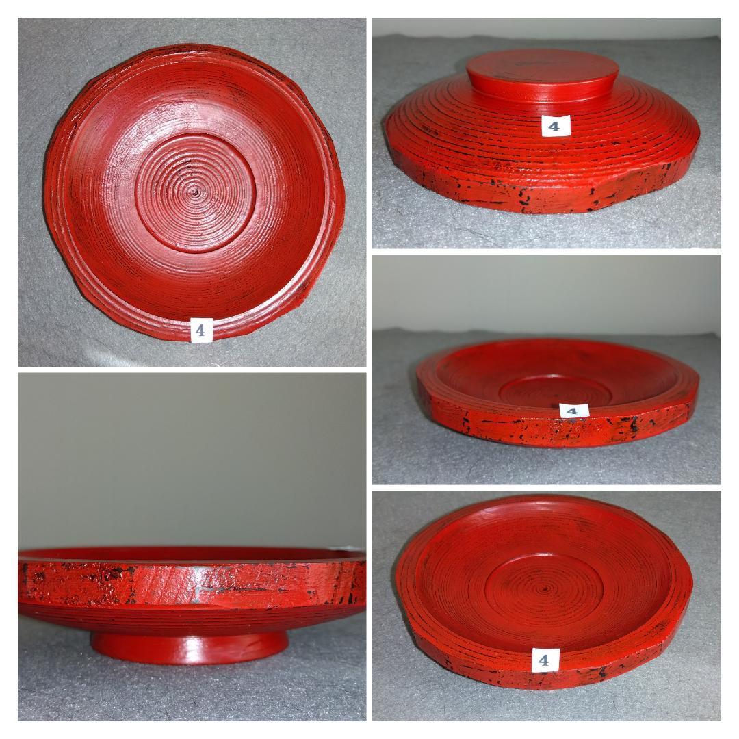 【ayun3出品】 越前漆器　山岸厚夫粗挽き根来塗茶托(多目的小皿)