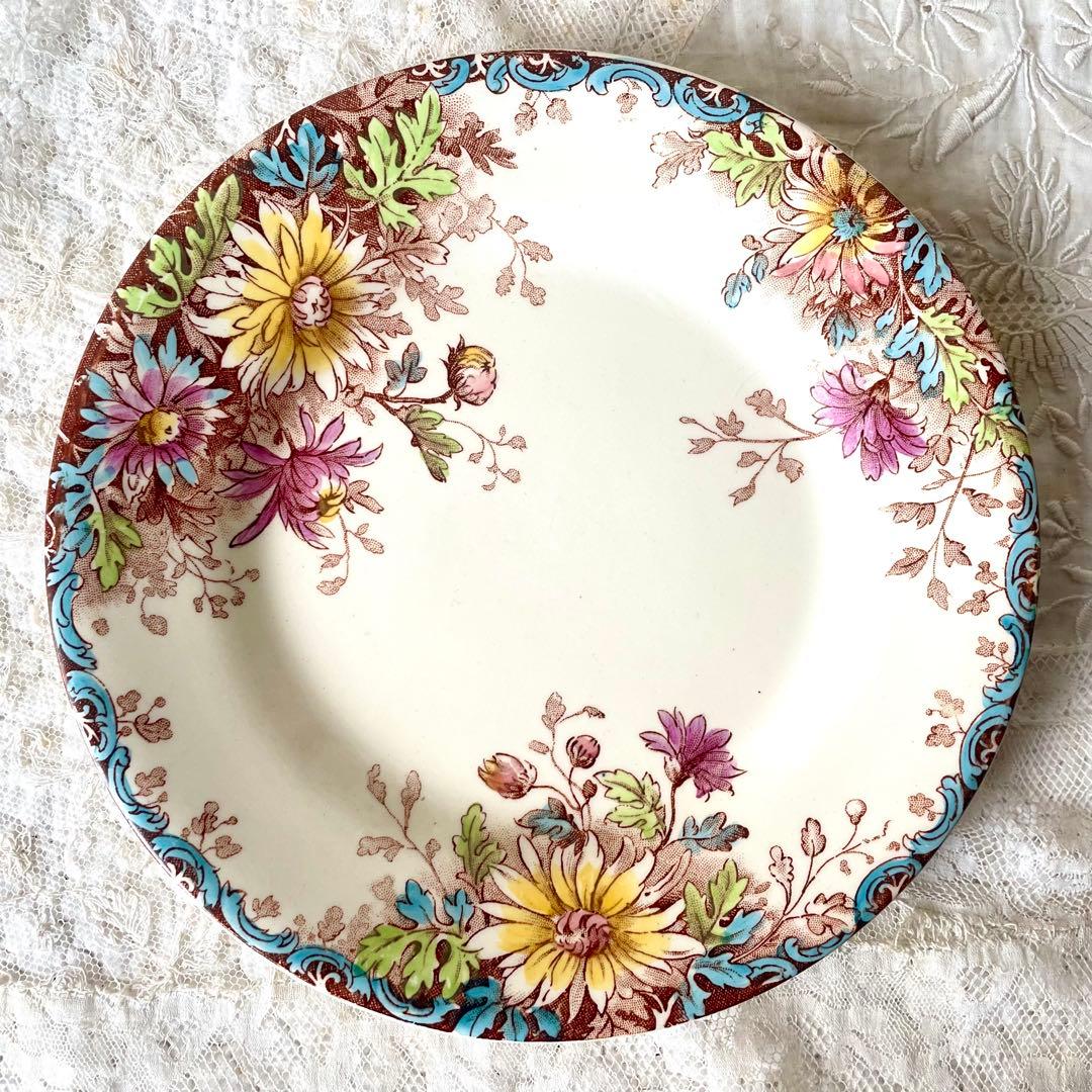 ジアンGien 秋の花フルールドトンヌ　デザートプレート3枚フランスアンティーク