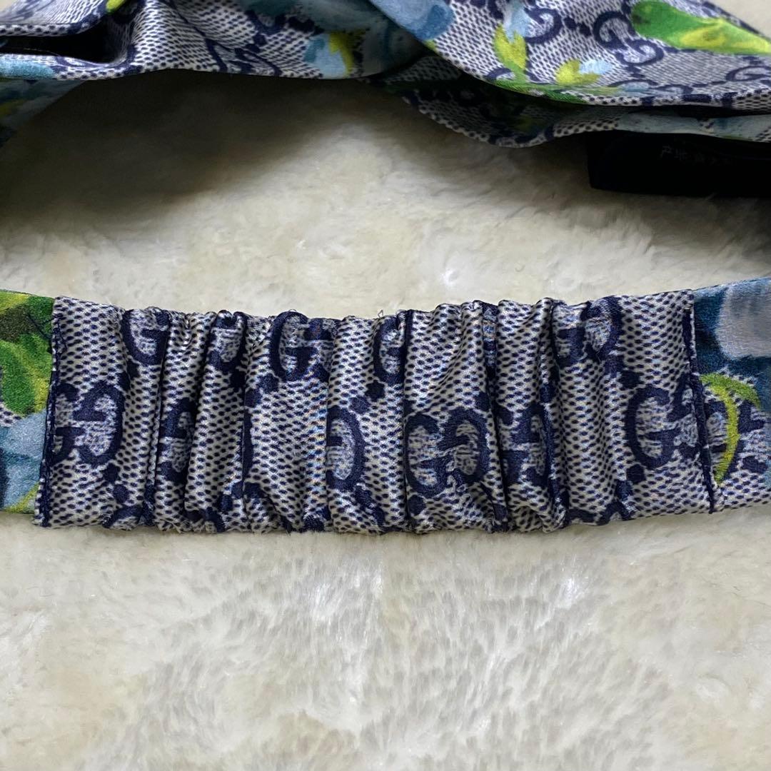 希少色❗️新品級✨GUCCIブルームスGG総柄ヘアバンド花柄フローラルプリント青