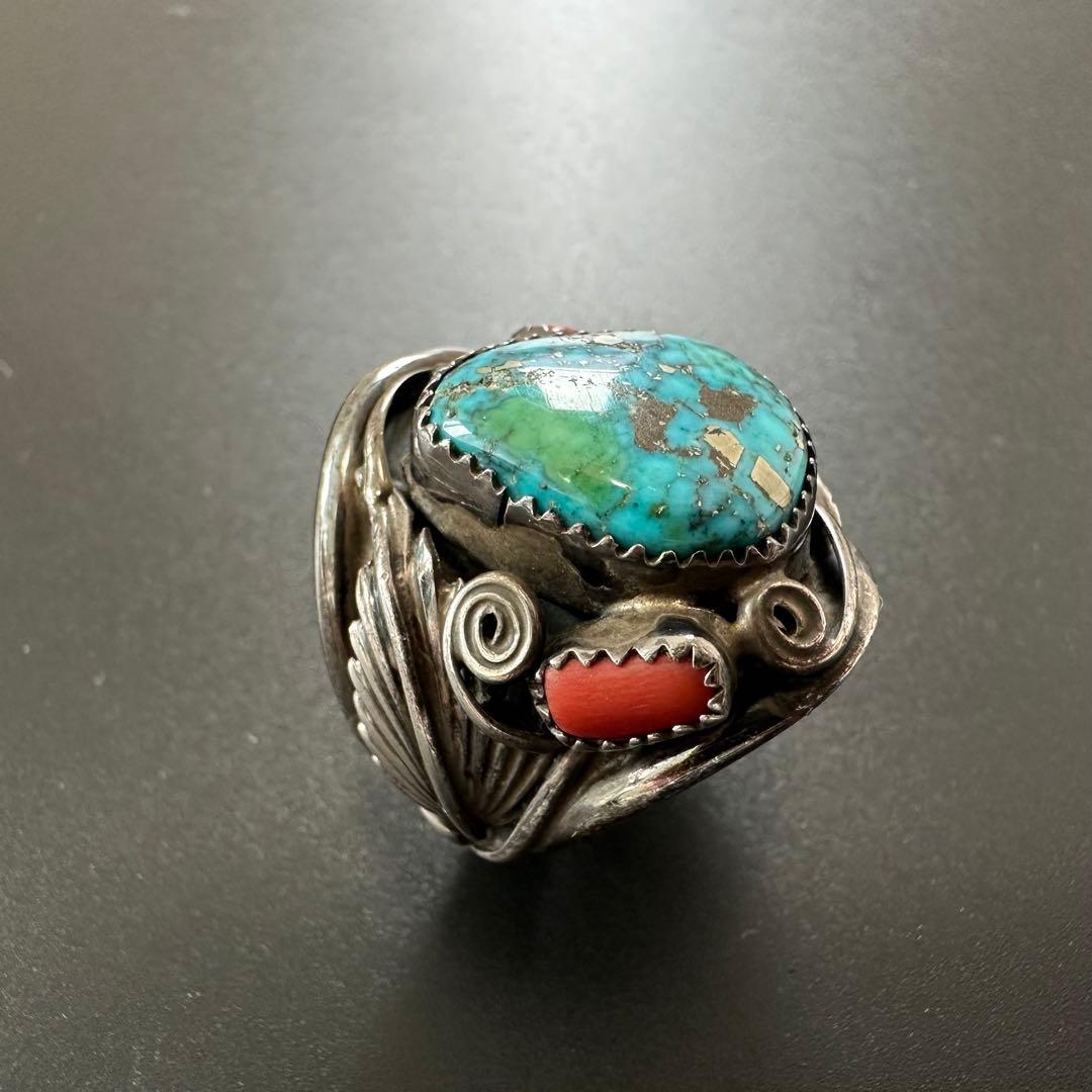 Navajo Running Bear キングマンターコイズ リング 24号