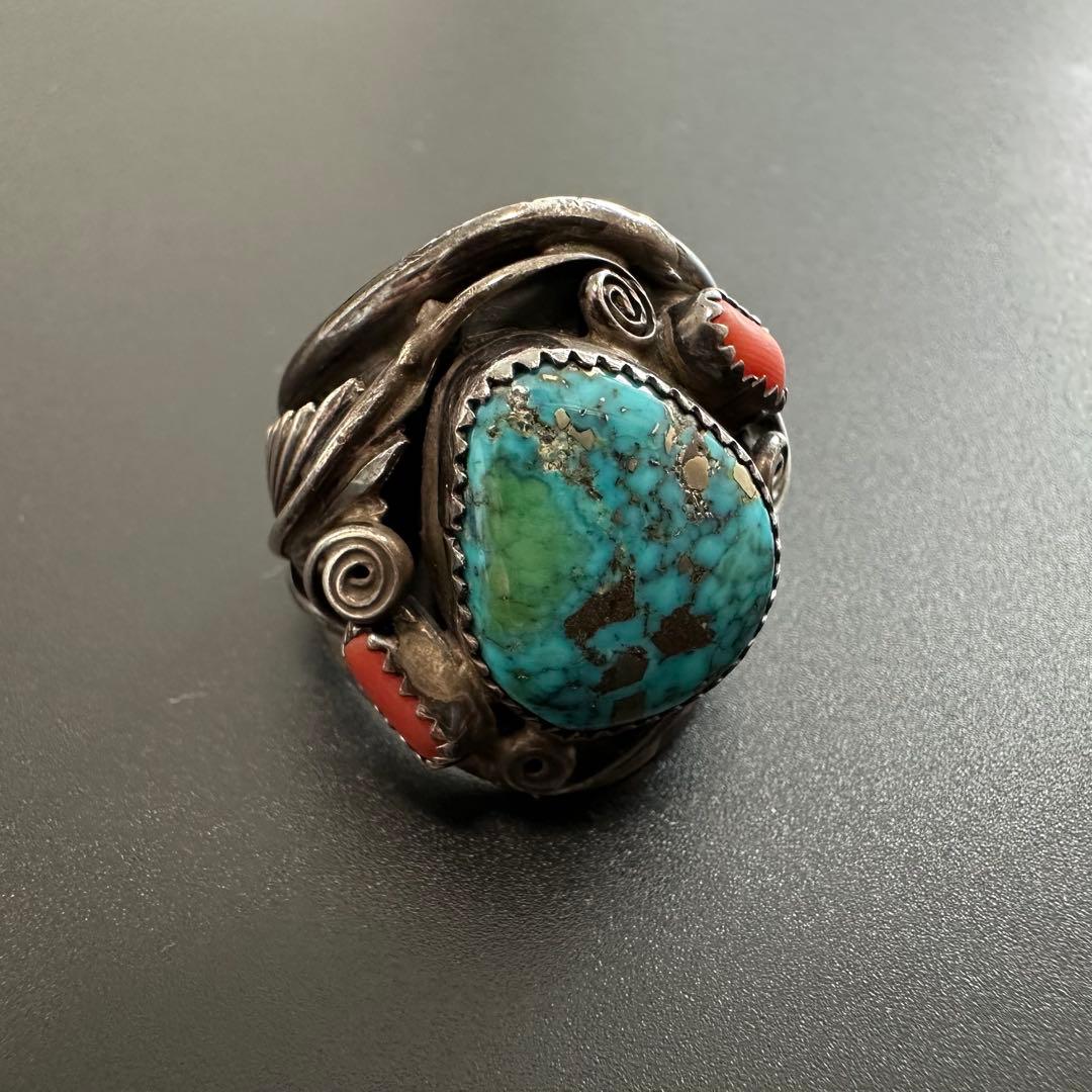 Navajo Running Bear キングマンターコイズ リング 24号
