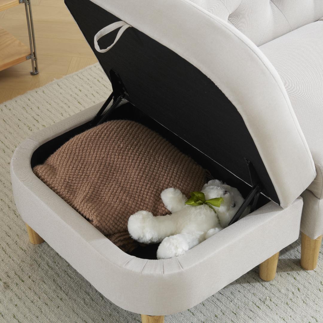 ソファ 2人掛け 3人掛け カウチソファ 収納付き オットマン ローソファ 北欧