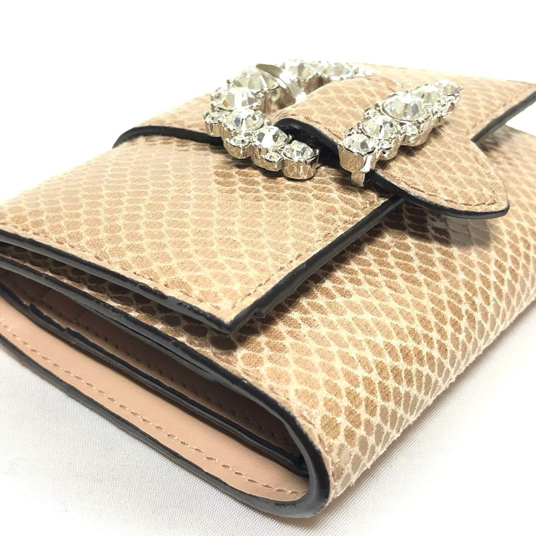 新品未使用　ジミーチュウ　三つ折り財布　シェリ　カラーストーン　リザード柄