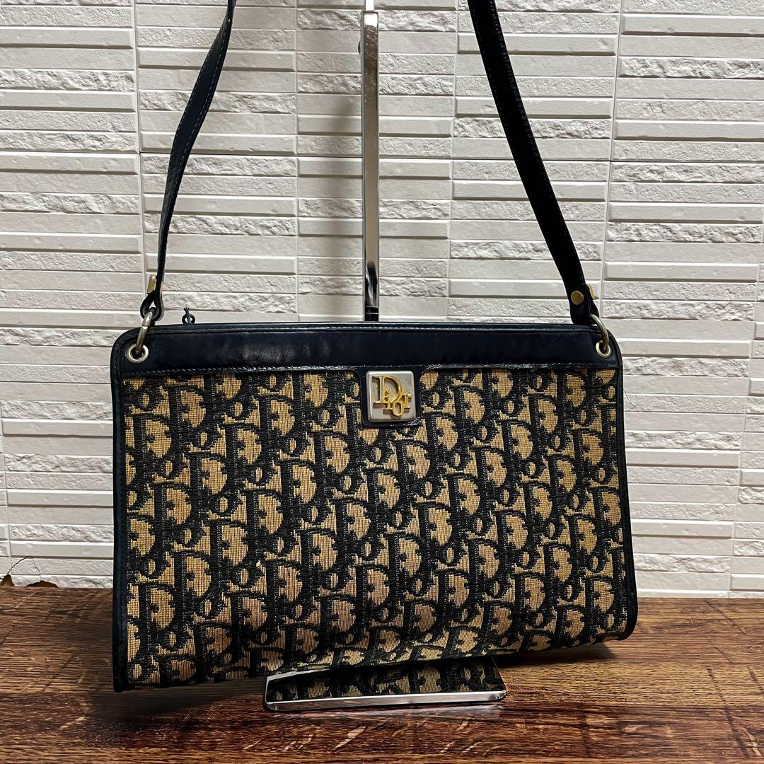 ディオール トロッター キャンバス × レザー ショルダー バッグ ポーチ