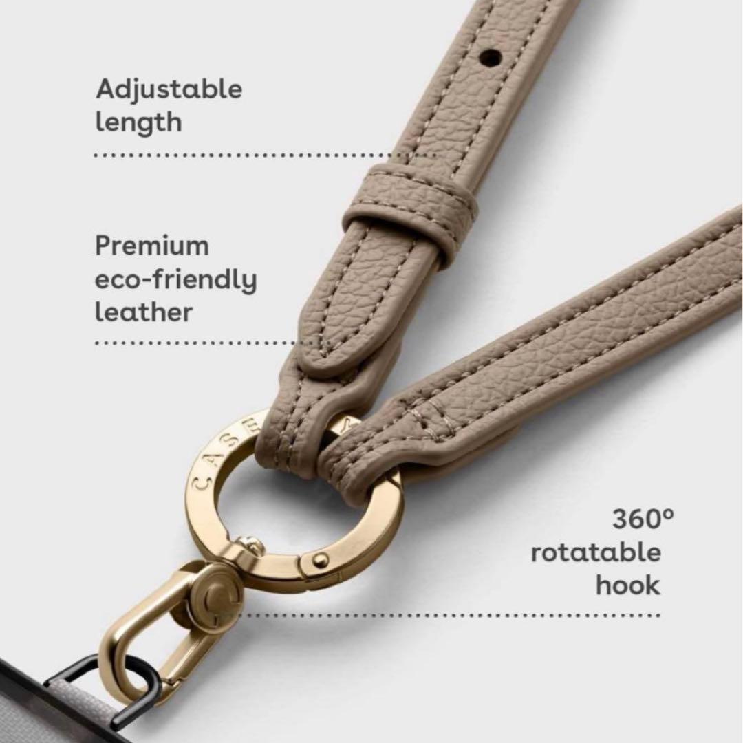 CASETiFY レザー ストラップ スマホショルダー グレージュ