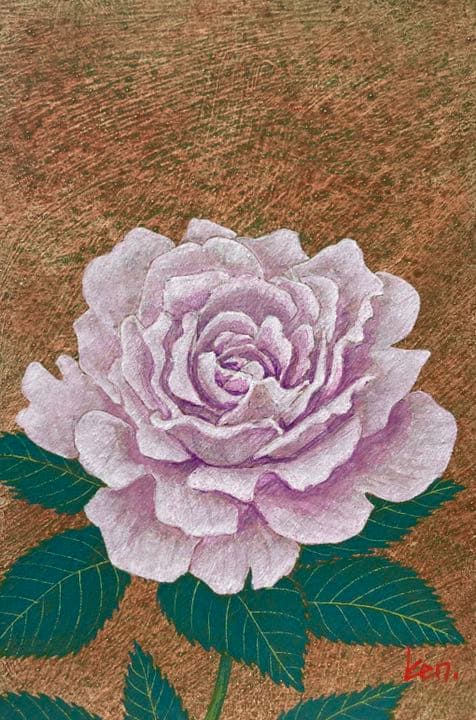 「Pink Rose」テンペラ画