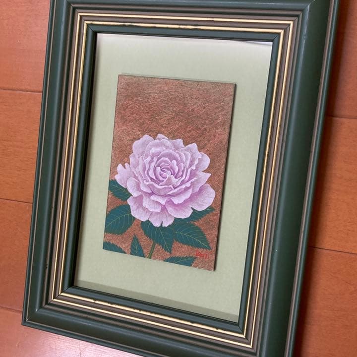 「Pink Rose」テンペラ画