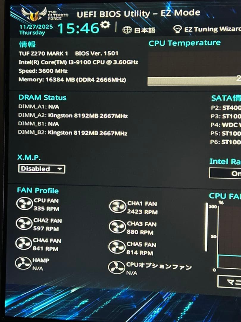 マザーボード CORE i3 9100 ASUS TUF MARK I