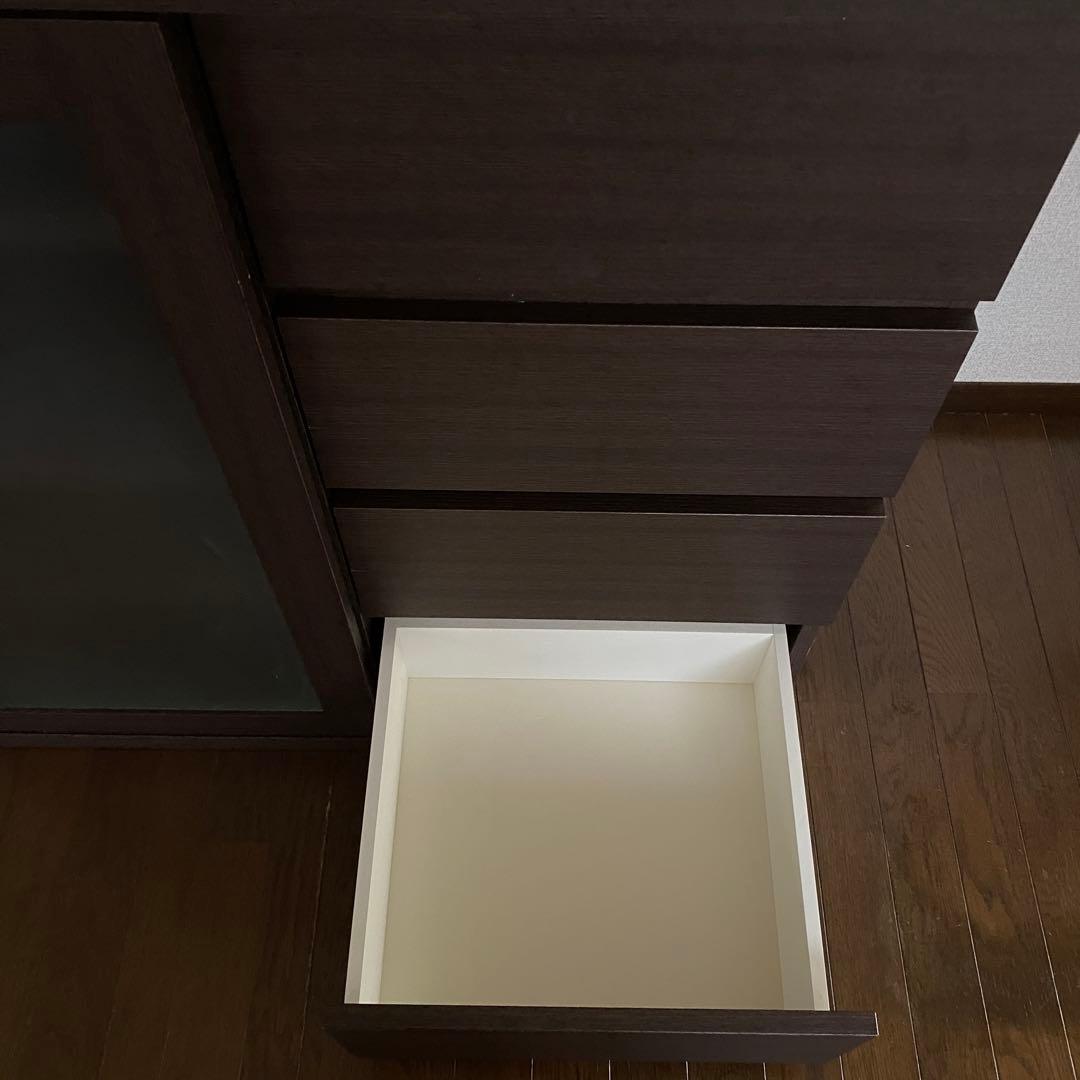 リビングキャビネット 食器棚 リビング収納 チェスト ダークブラウン