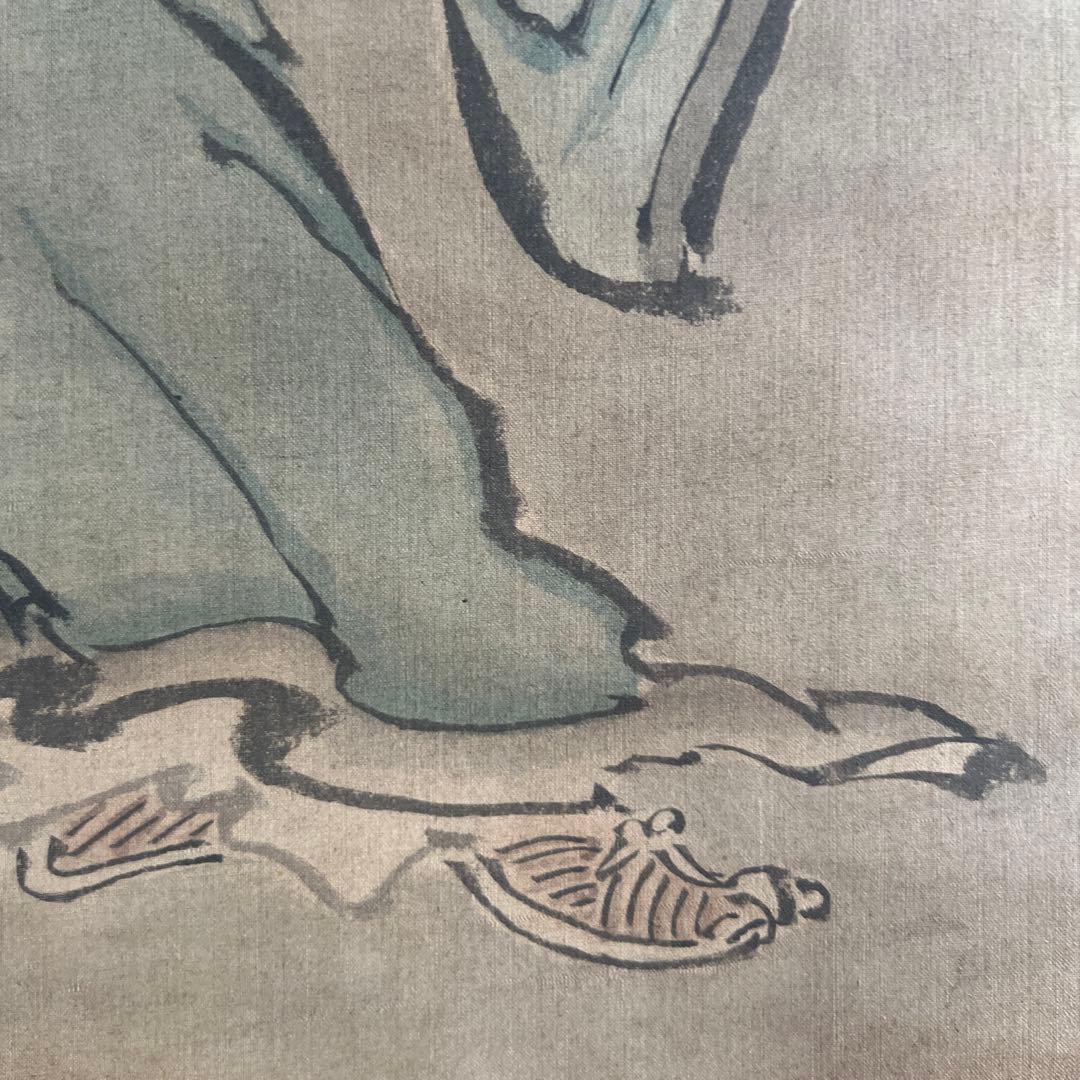 日本画 人物画 仙人　瓢　在銘　狩野常信　絹本
