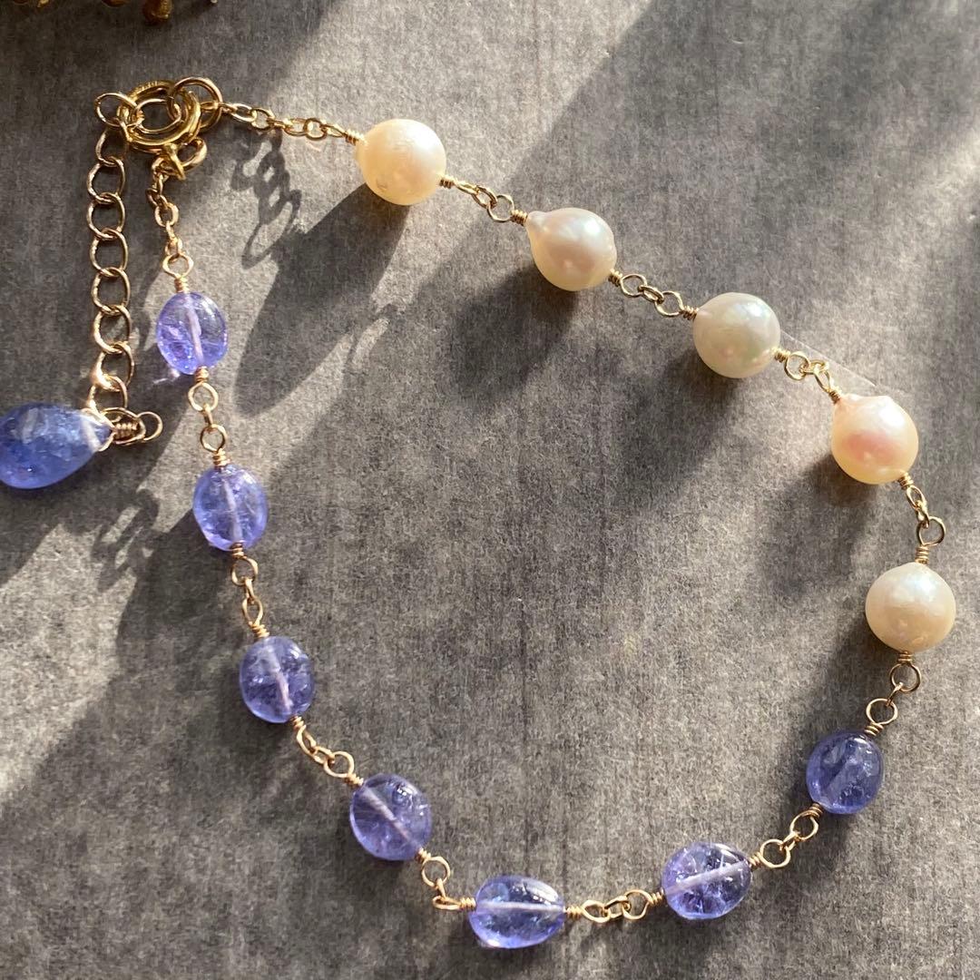 【専用です】タンザナイト＆アコヤ真珠✴︎14kgfブレスレットB176（再販）・他