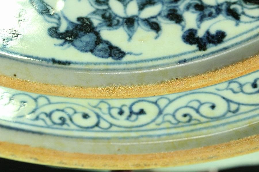 中国美術 青花 紅 纏枝蓮花麒麟鳳紋 皿(K-A836)