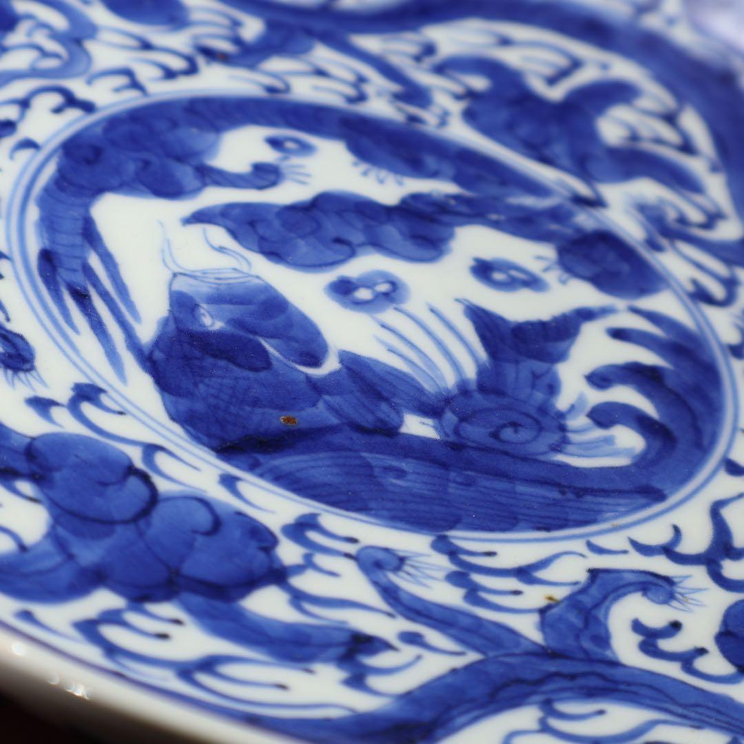 伊万里染付龍文七寸皿　∅21㎝　通り文　骨董　古伊万里　R1480w3B2