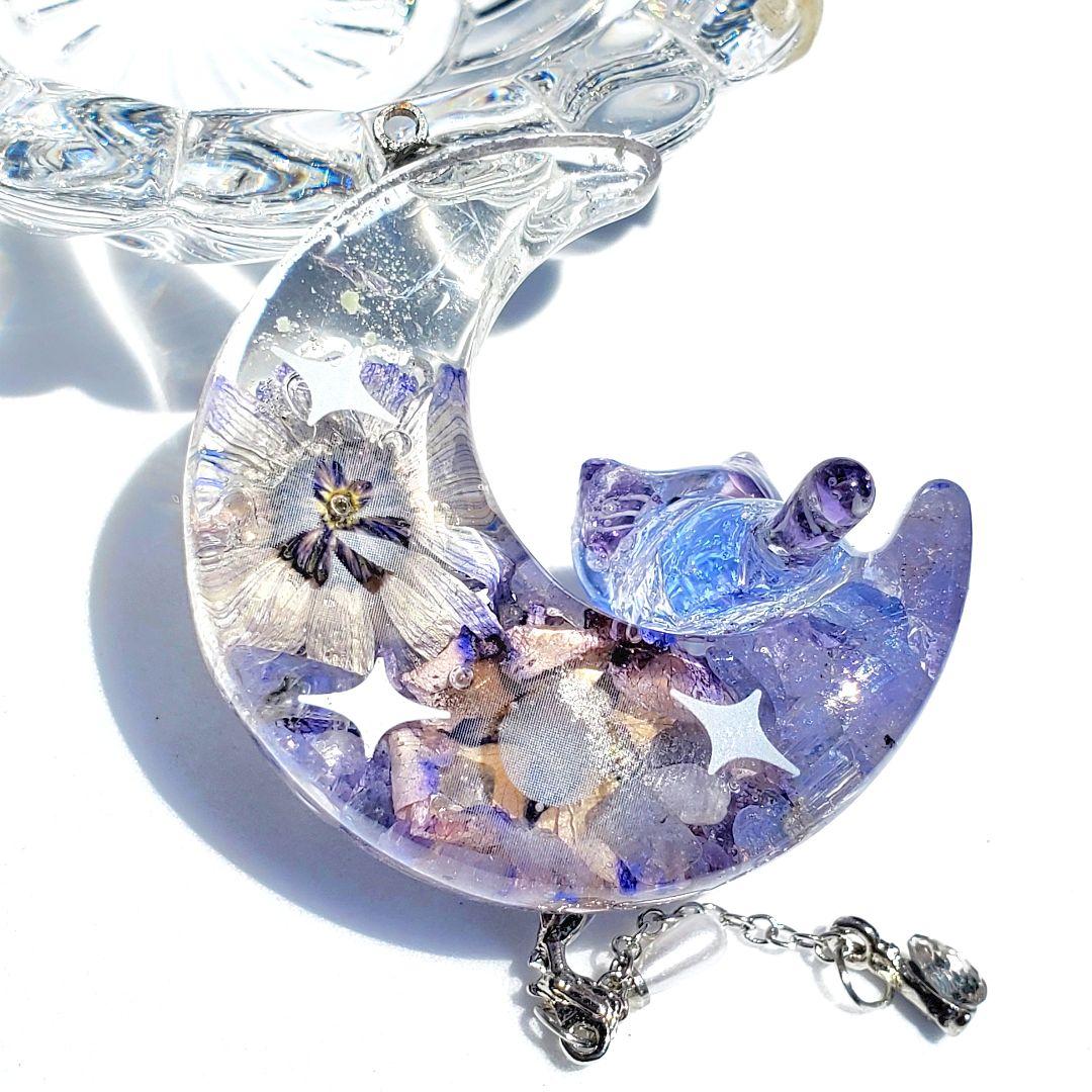 やっちゃん 　　ガラス・天然石レジンネックレス　オルゴナイト　ハンドメイド