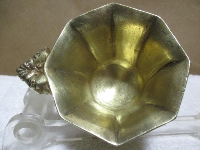 中国　唐代　舞伎八稜金杯　古箱付き　N74-2