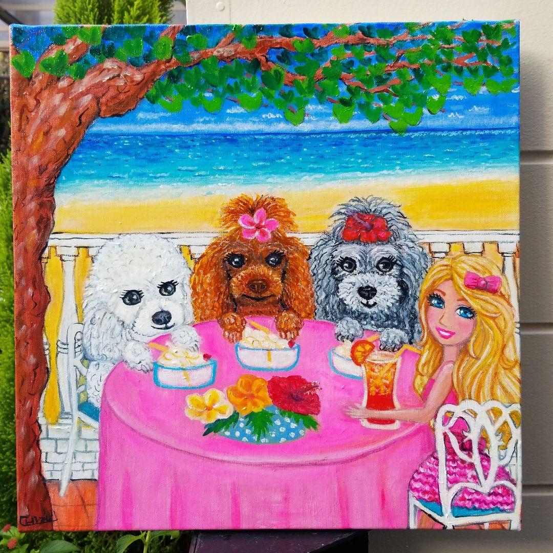 油絵　マミ　ハワイのハウツリーラナイCafeで