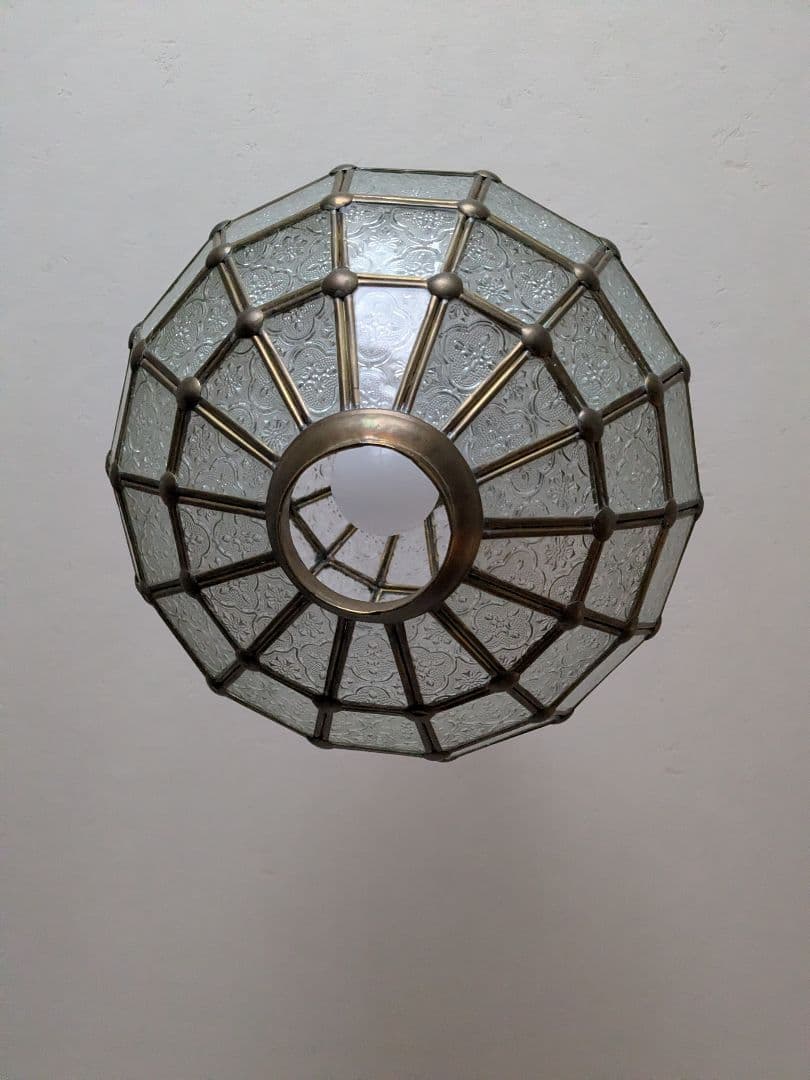 コ*ン様 アンティーク真鍮 レトロガラスペンダントライト