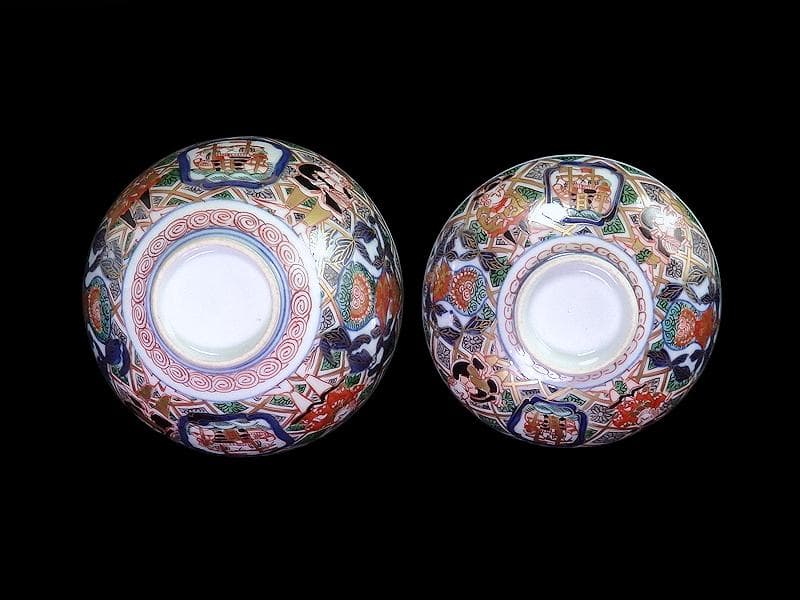 大聖寺伊万里　金襴手　五艘船に南蛮人の図　蓋茶碗　F318AS-CXy