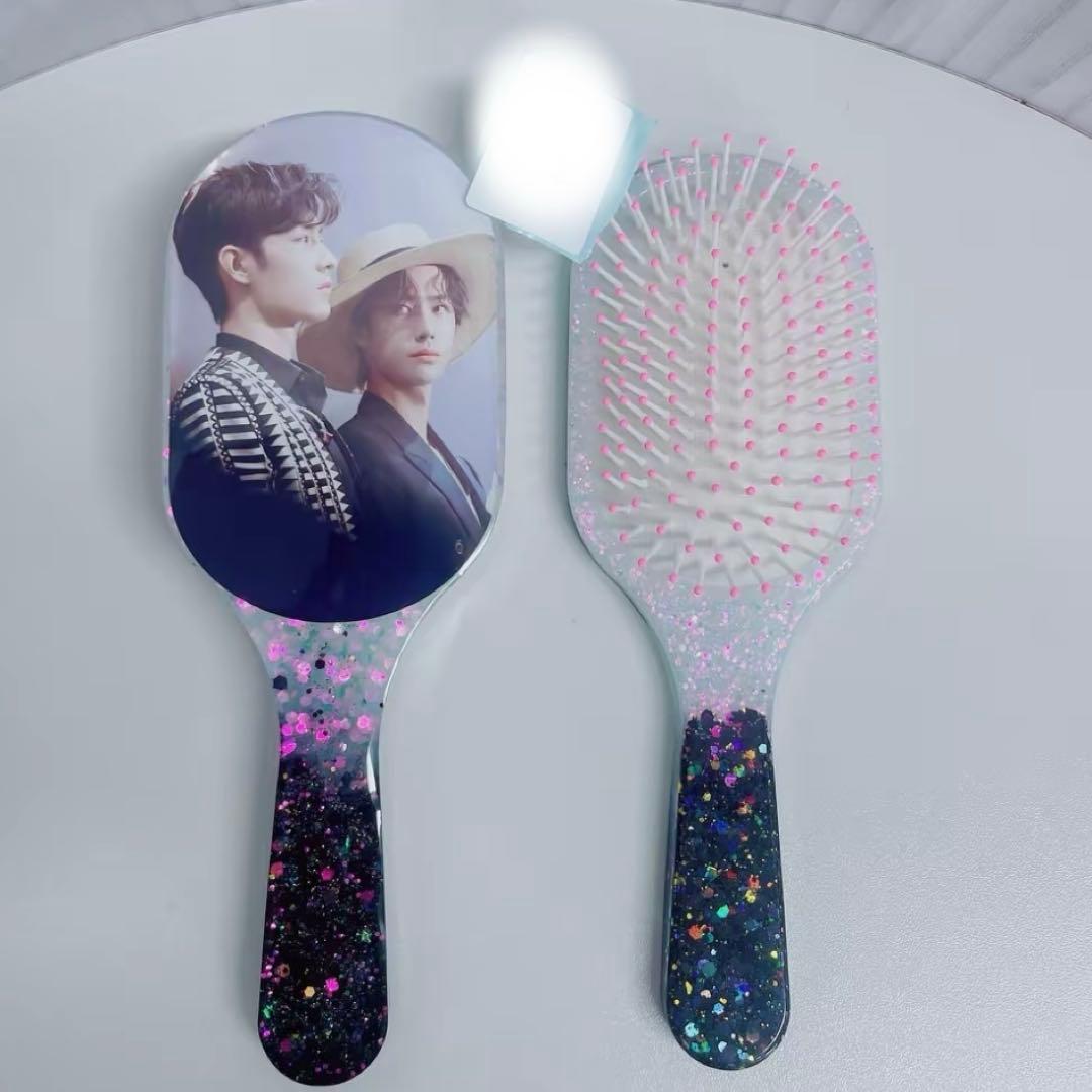 肖戦 王一博 超大レジンエアークッション付きヘアブラシ　4点セット❣️0109