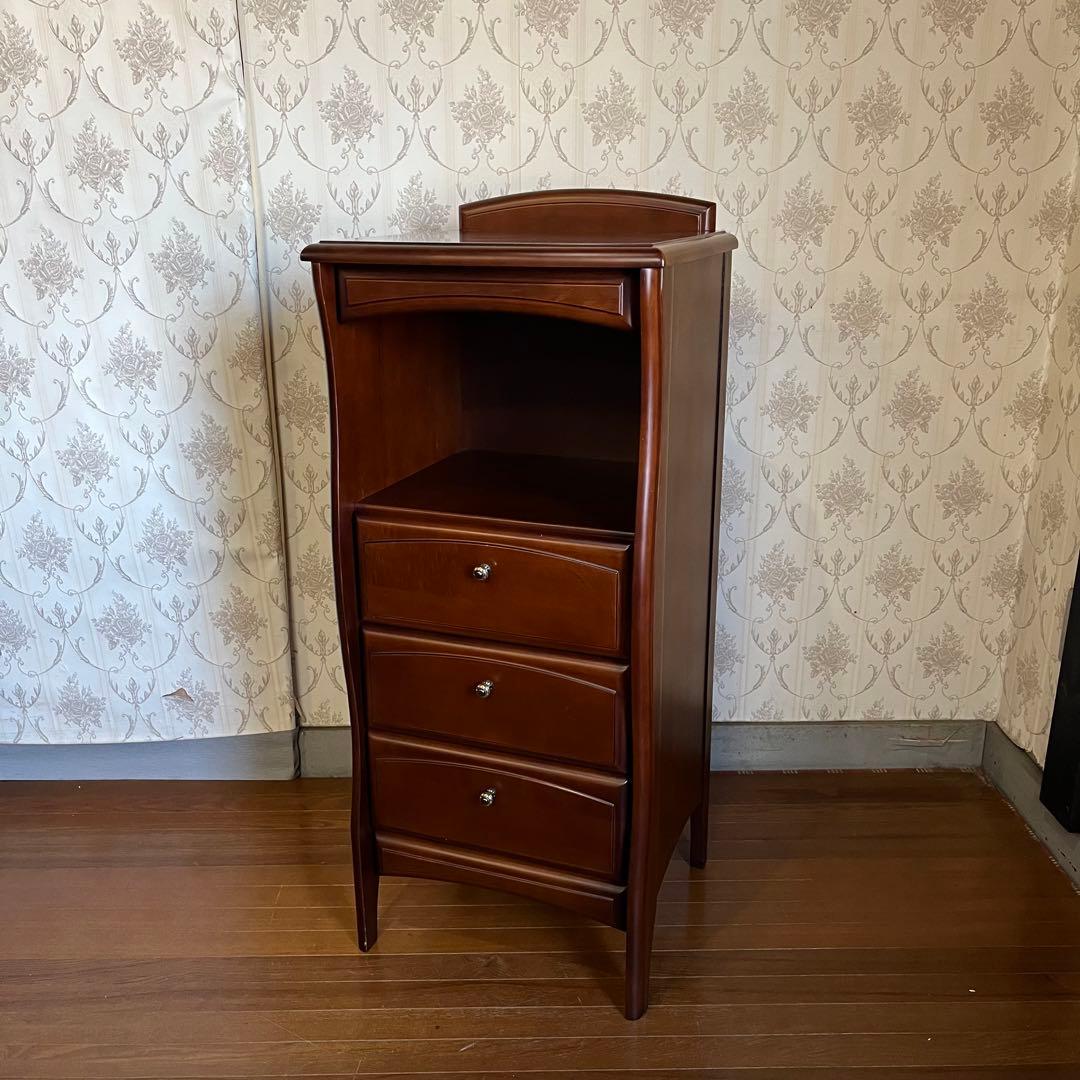 【アンティーク】HIKARI 木製 サイドチェスト 電話台 収納 3段 古民家