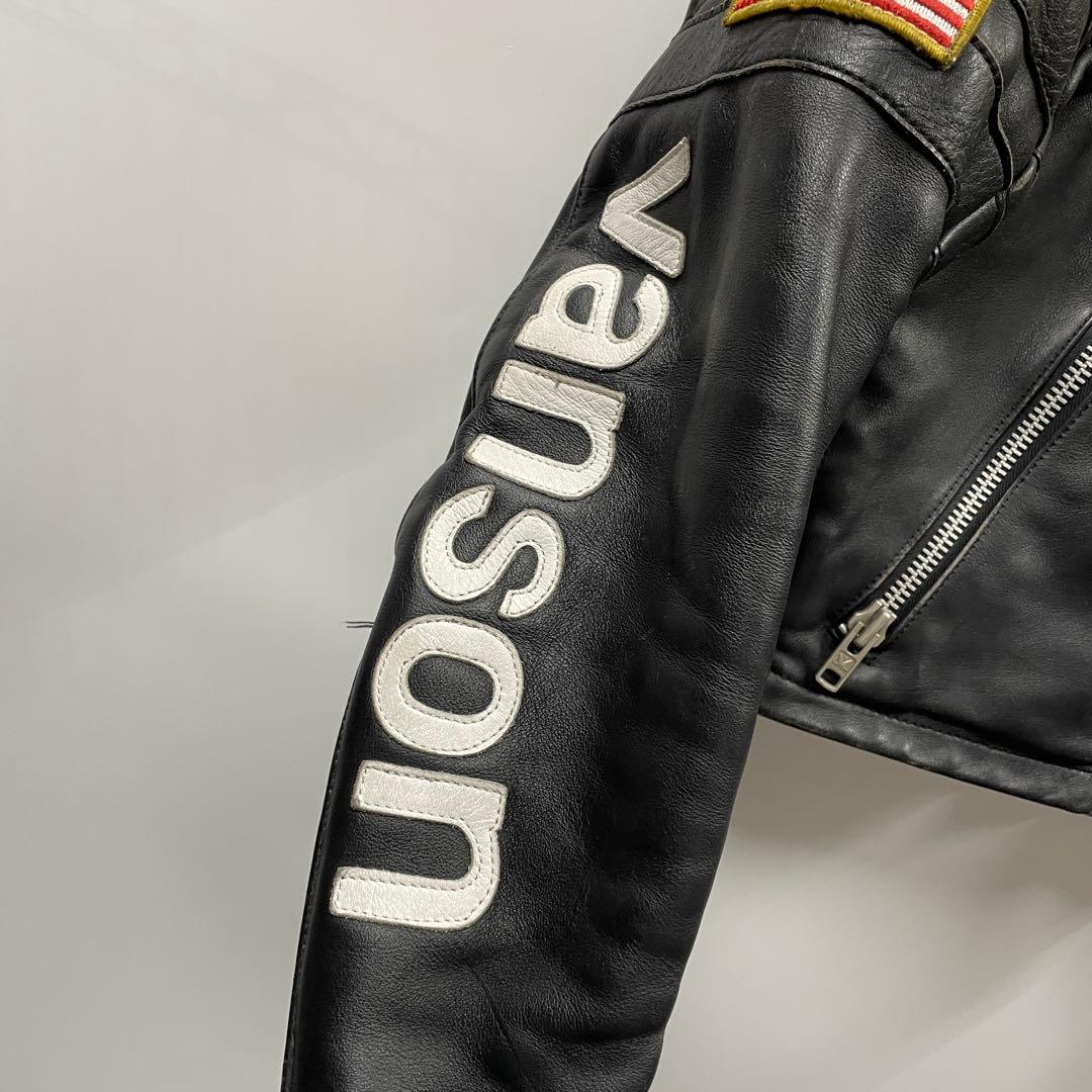 【U62】 訳あり VANSON バンソン レザージャケット 36 ワッペン