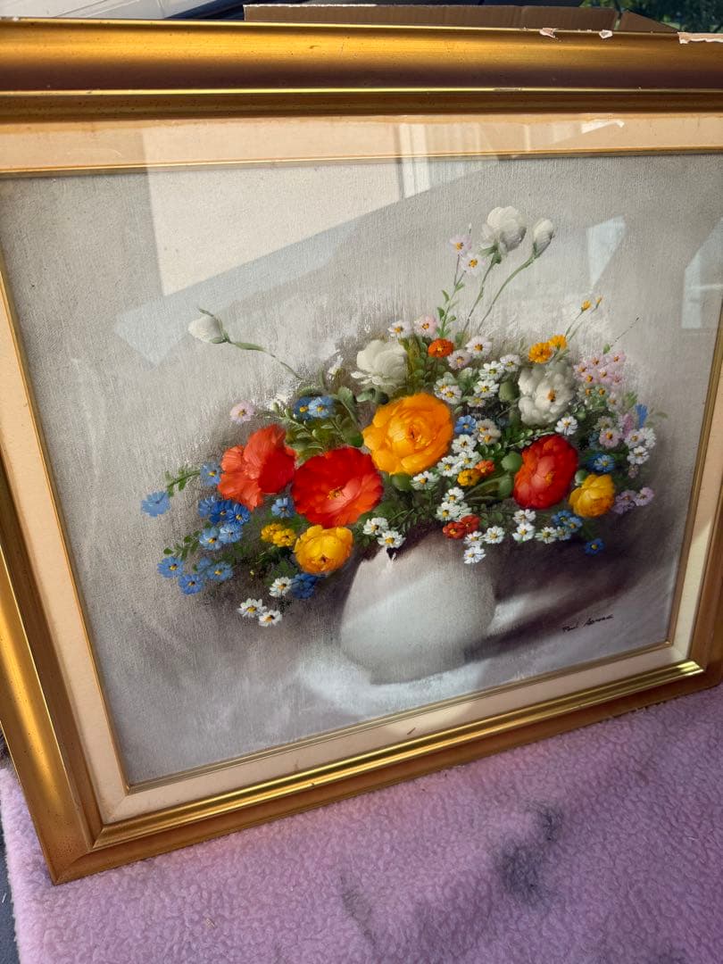 ポール・アダモス Paul Admos 油彩　花図 静物画 油彩　絵画