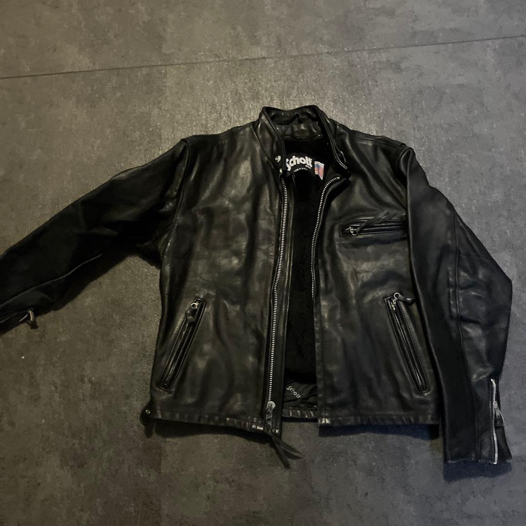 米国製42✨ SCHOTT シングル ライダース ボア ライナー ブラック641