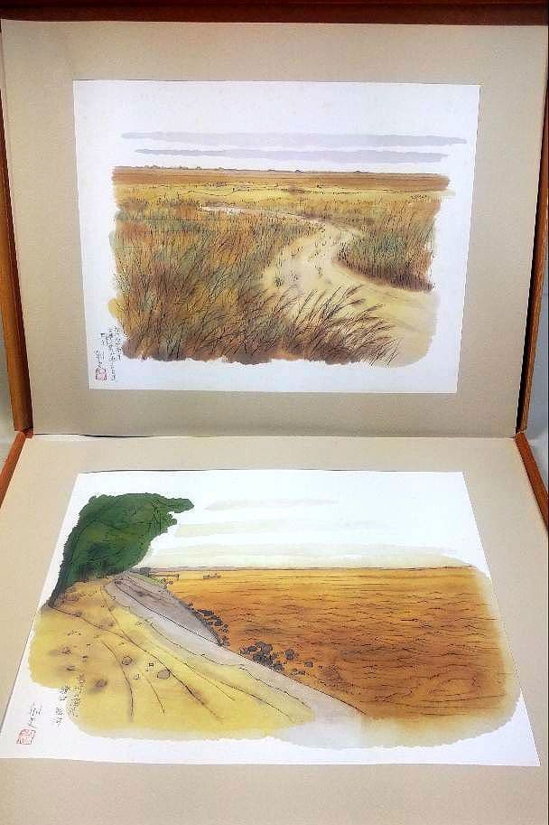 悠久の旅 平山郁夫素描集 日本経済新聞社 絵画全10作品揃 額付