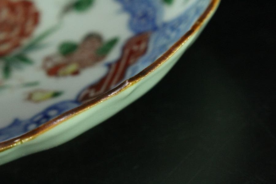 中国美術 赤絵 祥瑞 鶏蝶草花紋 皿 四枚 成化年製 まとめて(K-LC822)