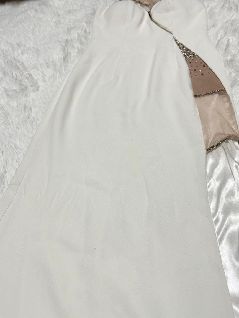 ROBE de FLEURS Glossy スリット　白　M ロングドレス