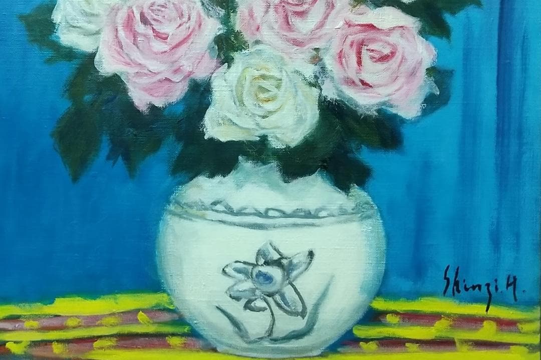 絵画「薔薇」 F8 油絵 油彩画 静物画 アート