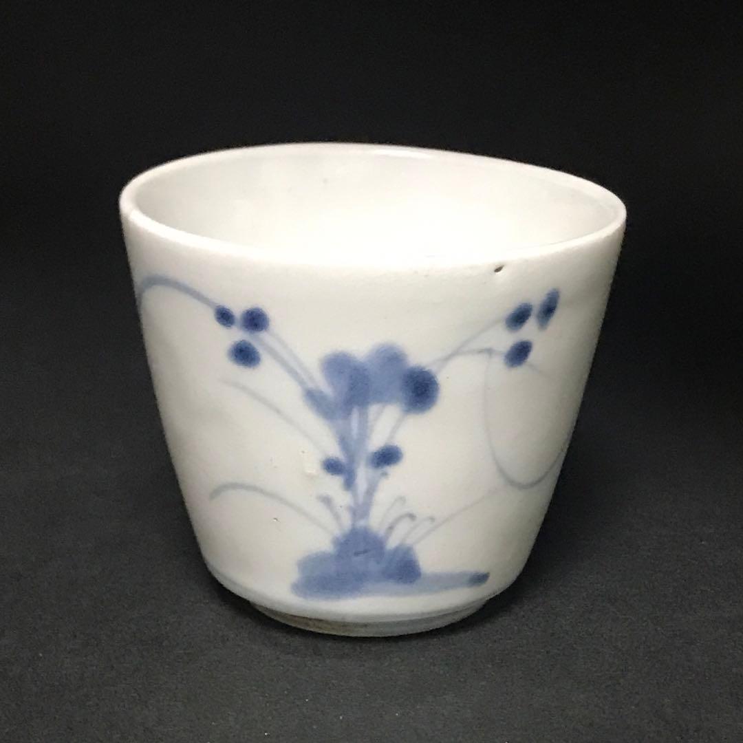 蕎麦猪口　そば猪口　露草文　高台　厚底　酒器　盃　初期　古伊万里　骨董　古美術