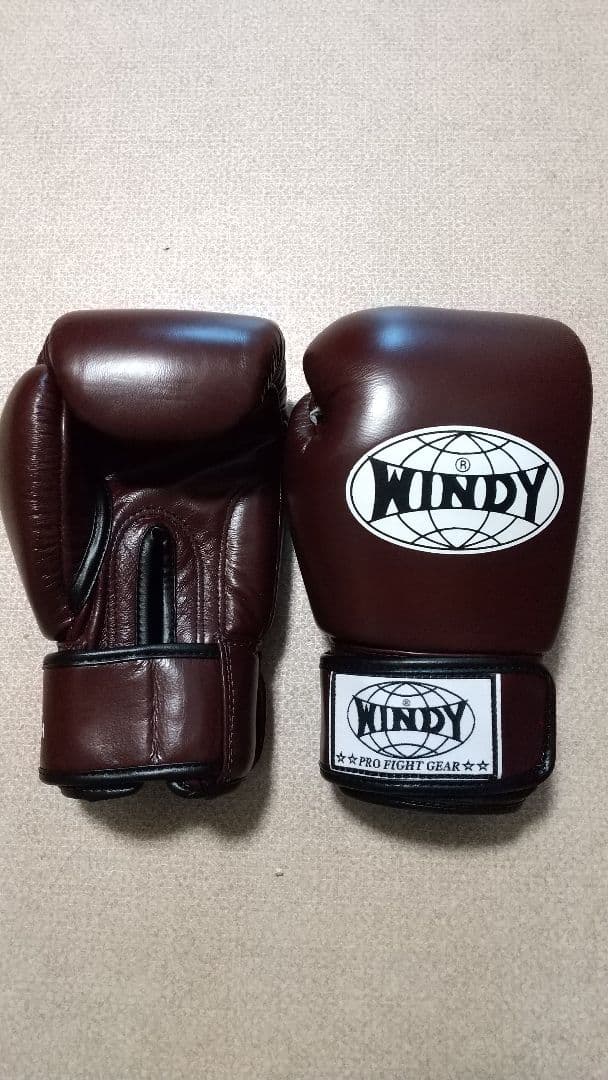 本革製WINDYボクシンググローブ 8oz マロン栗色 キックボクシング