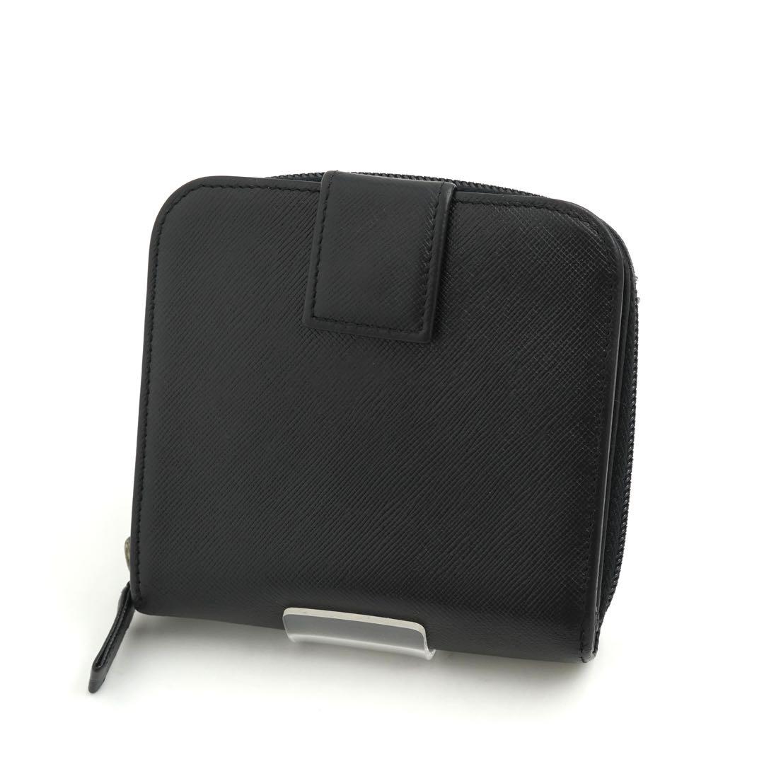 ✨未使用に近い✨　PRADA ミニ財布　サフィアーノレザー　三角プレート　黒色