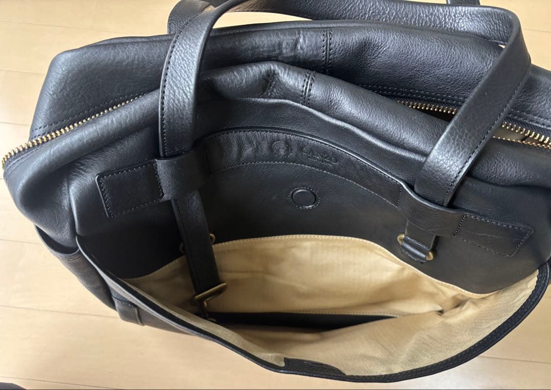 GANZO 7QS-H スクエアボストン ブラック レザー バッグ【廃盤希少品】