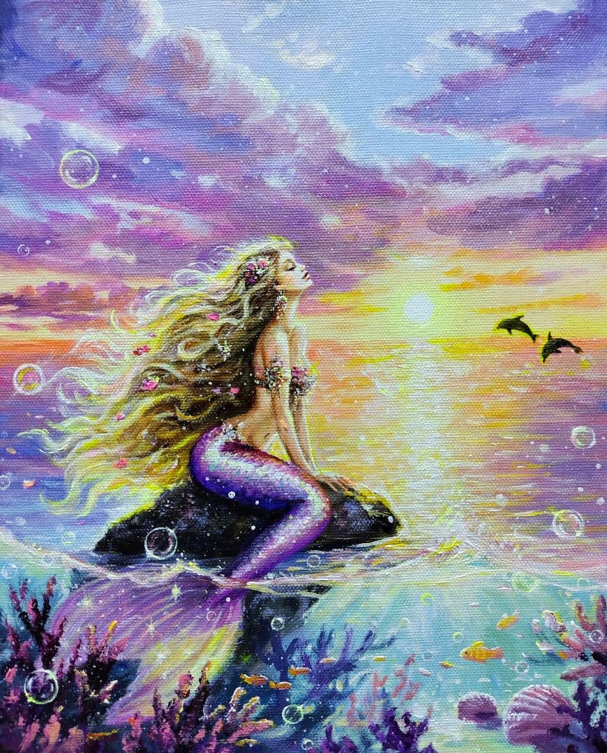 【陽を浴びて】アクリル画 F3 風景画 絵画