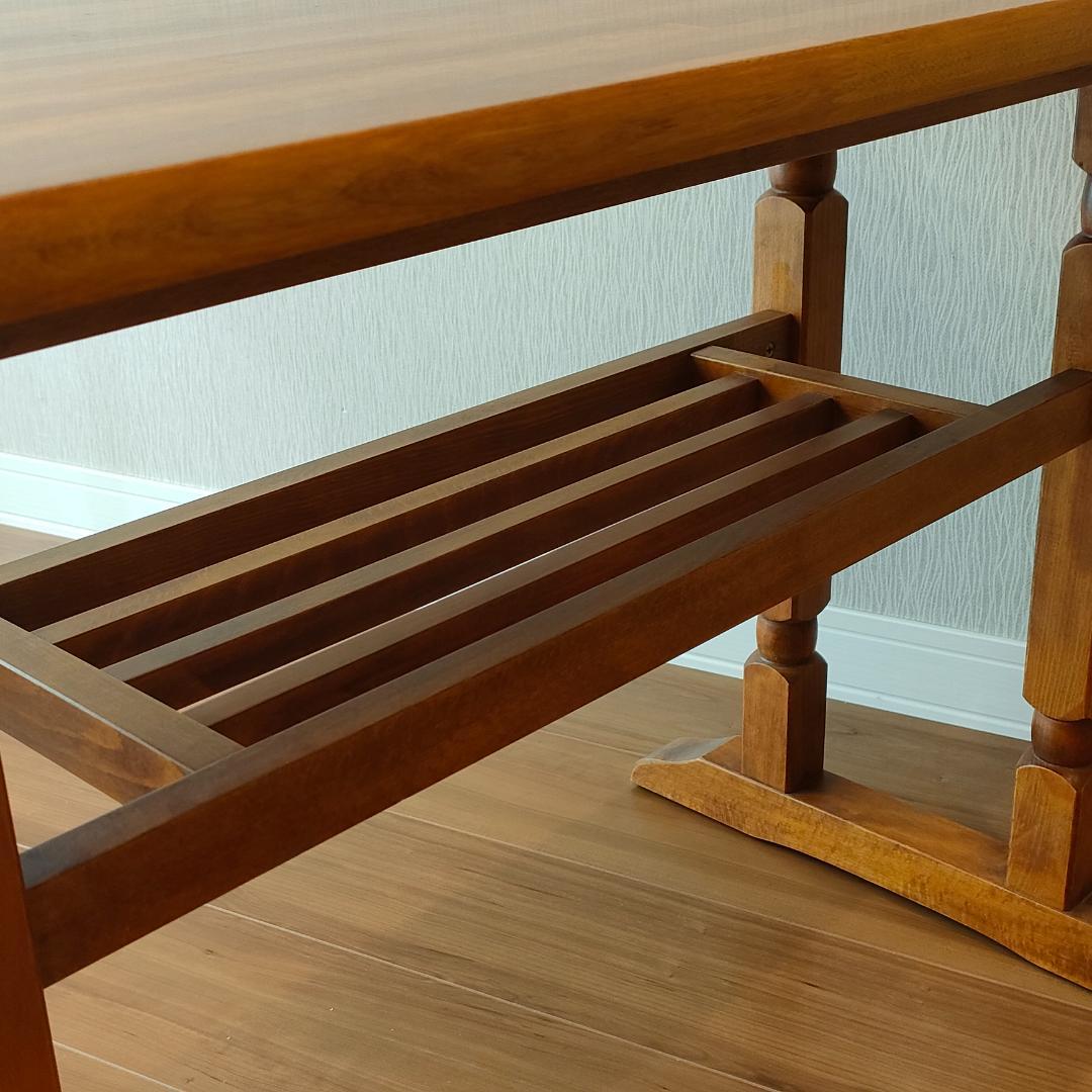 ヴィンテージ　サイドテーブル　天然木　ワークデスク　棚付き