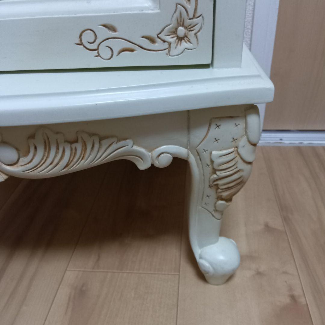 ガラスキャビネット ディスプレイ 収納ケース 木製 猫足 アンティーク ホワイト