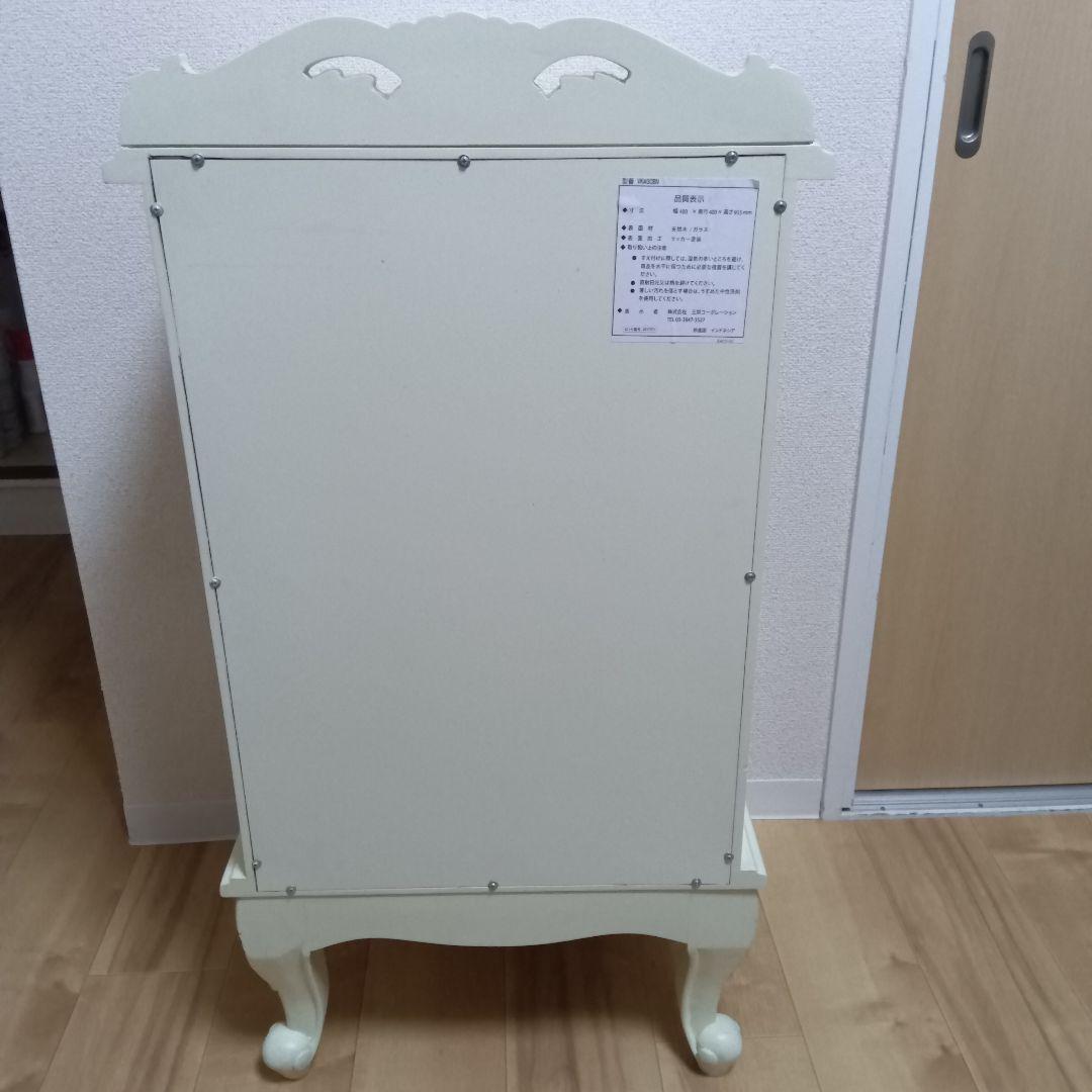 ガラスキャビネット ディスプレイ 収納ケース 木製 猫足 アンティーク ホワイト