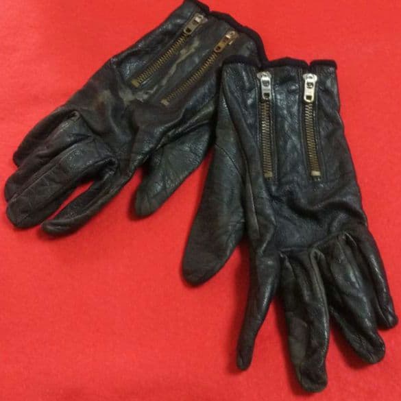 ◆89 レア 当時物 90s ヴィンテージ ダブル ジップ レザー グローブ 黒